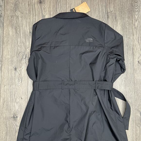 The North Face Trench Coat Size Large Womens Black Belted $169 - Picture 8 of 11